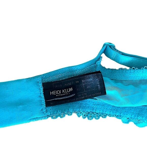 Heidi Klum Blue Lace Full Coverage Padded Bra Size 36D - Picture 3 of 4